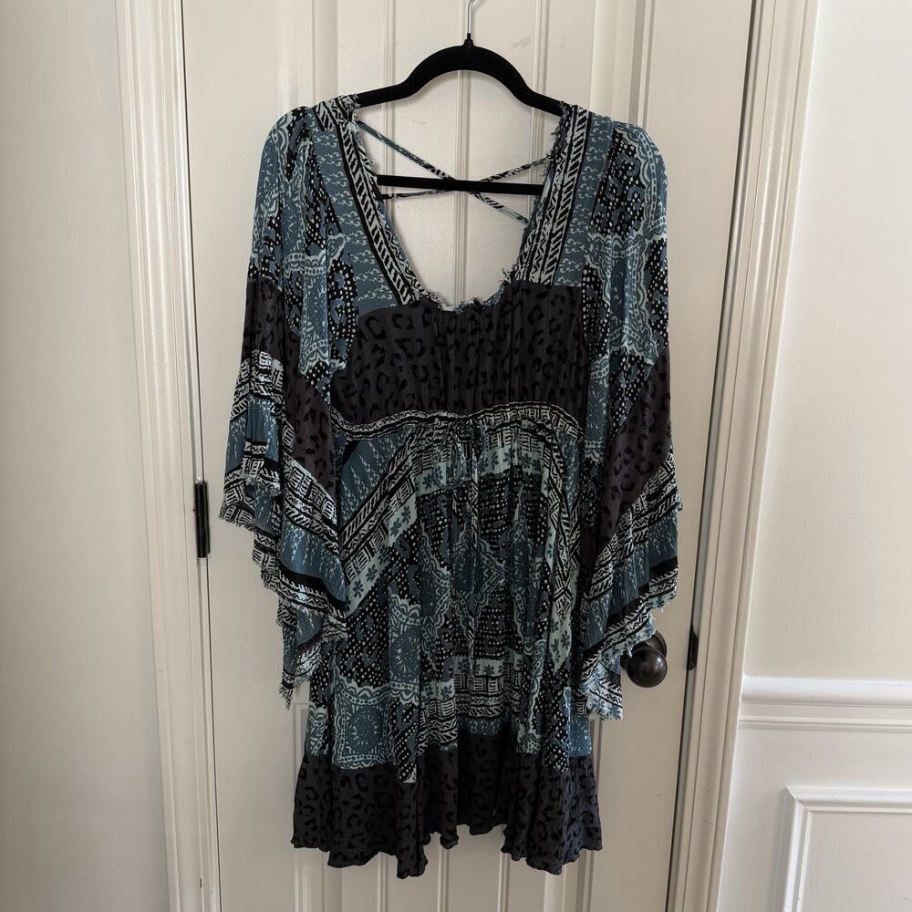 Free People Heart Of Gold Mini Dress Boho Flare Sleeves Women’s Size Small - Picture 3 of 16